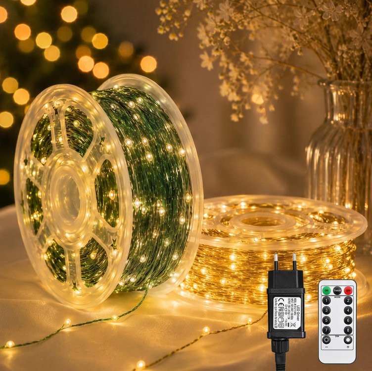 Enfeites de Natal 20m/30m/50m 200/300/500 LEDs Pisca Pisca 8 Modos Controle fio de fada Árvore Casa!
