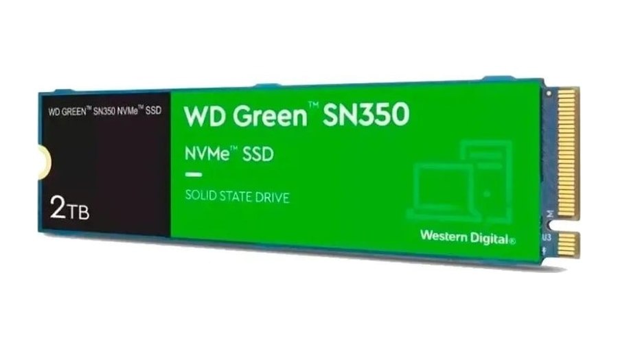 Ssd 2tb M.2 2280 Nvme Pcie Gen3 Western Digital Wd Green Sn350 Wds200t3g0c Velocidade De Leitura Até 3200mb/s Cor Verde Disco Sólido Interno