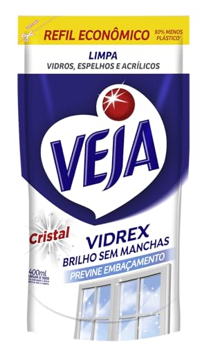 10x Veja Limpa Vidros Vidrex Cristal Refil 400ml