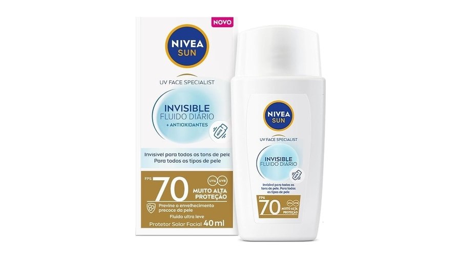 NIVEA SUN Protetor Solar Facial Fluido UV Face Specialist Invisible FPS 70 40ml, Muito Alta Proteção UVA/UVB, Invisível em Todos os Tons, Textura Ultraleve, Cuidado Diário