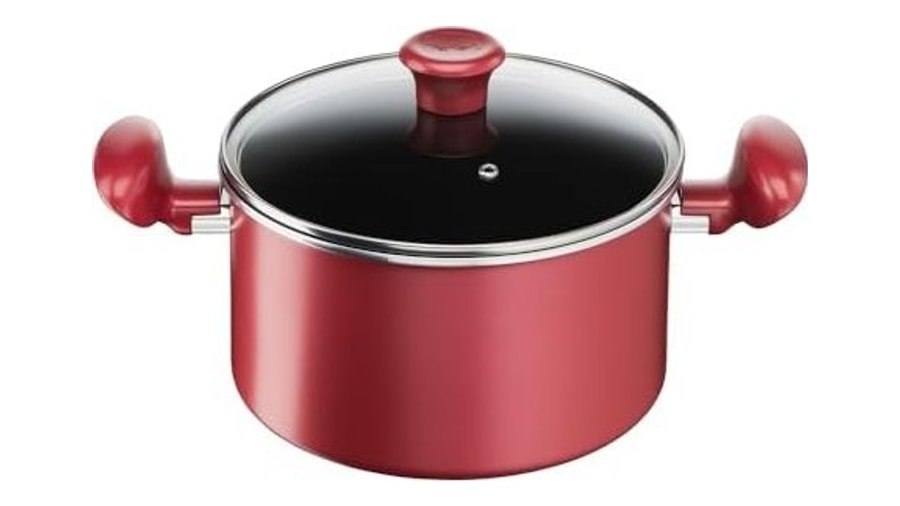 Caçarola Tefal So Chef 22 cm Vermelha Revestimento Antiaderente Titanium, Fundo de Indução para Todas as Fontes de Calor, Indicador de Temperatura Thermo-Sinal e Alta Espessura