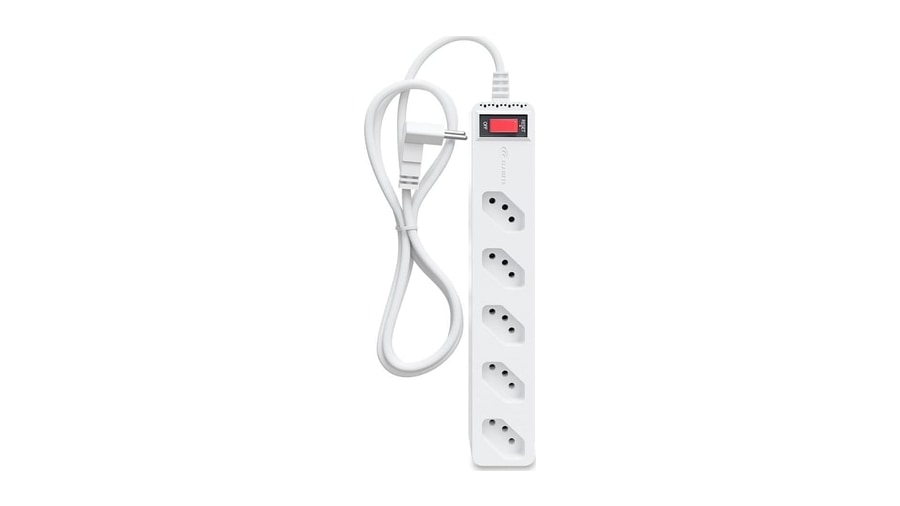 Filtro de Linha iCLAMPER Energia 5 com Proteção contra Surtos Elétricos(DPS) LCF 5 Tomadas, 3 Pinos, 10 Amperes para PC, Notebook, Monitor, Impressora, PS5, Alexa e etc, Bivolt, Cabo de 1m Branco