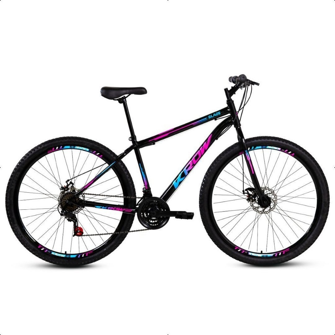 Bicicleta Aro 29 Aço Carbono Freios A Disco 21 Marchas Krow Bikes Para o dia a Dia Passeio