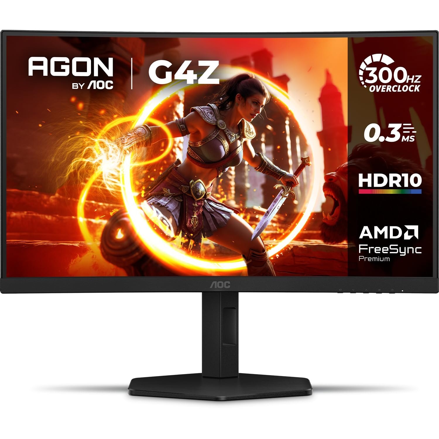 Monitor Gamer Curvo Aoc Agon G4z 27" 300Hz 0,3ms Hdr10 Base Ajustável C27g4z/P