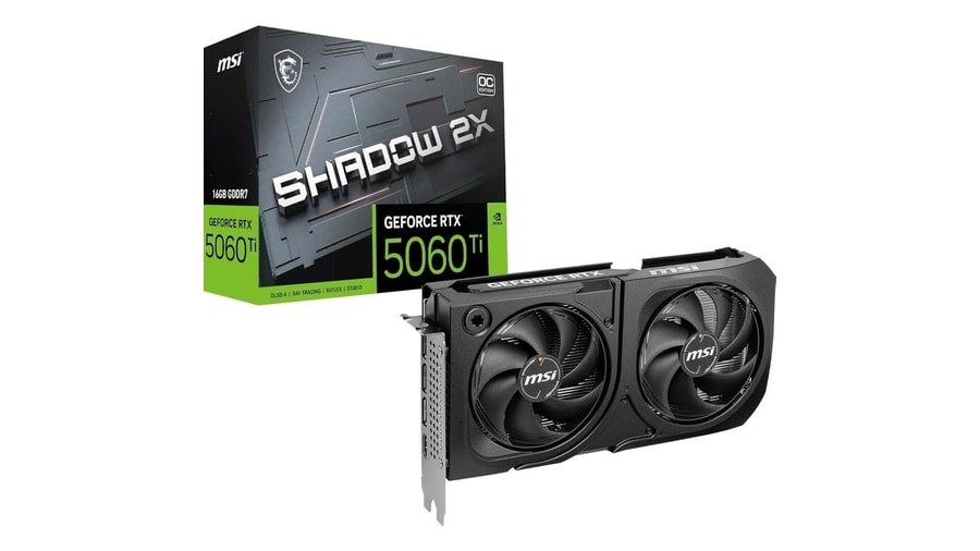 Placa de Vídeo MSI GeForce RTX 5060 Ti Shadow OC Plus 2X 16GB GDDR7