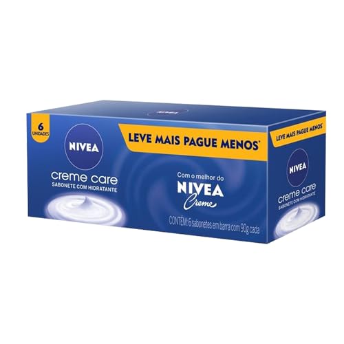 NIVEA Sabonete em Barra Creme Care Promo 6 un. 90g Limpa e deixa a pele macia mesmo após o banho, com glicerina, fragrância NIVEA Creme e o exclusivo ingrediente Eucerit