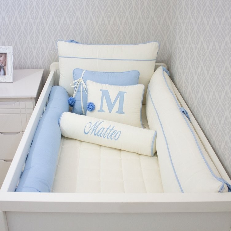 Kit Berço Pompom Personalizado com Nome 10 Peças Enxoval Bebê Menina ou Menino.