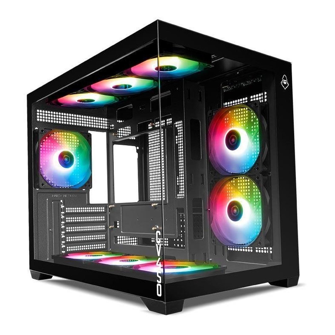 Gabinete Gamer Mancer Cv450 Mini-Tower Lateral de Vidro 9 Fans Preto