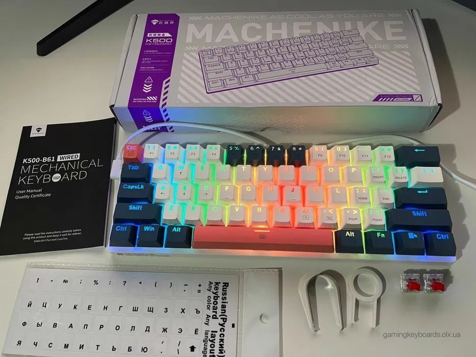 Teclado Machenike K500 B61 Teclado Mecânico RGB 60% com fio