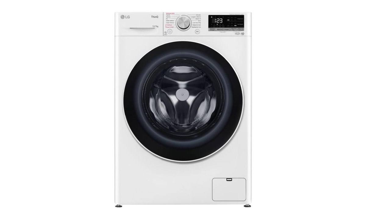 Lava e Seca Lg 12kg Smart Vc4 Cv5012wc4 com Inteligência Artificial Água Quente e Fria Branca 110v