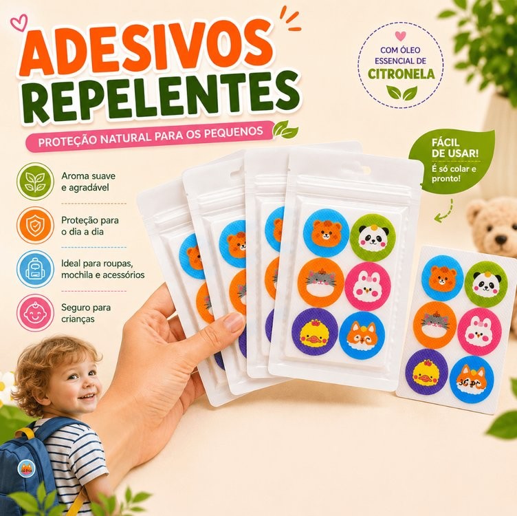 ADESIVOS REPELENTE, PARA PROTEGER OS BEBÊS