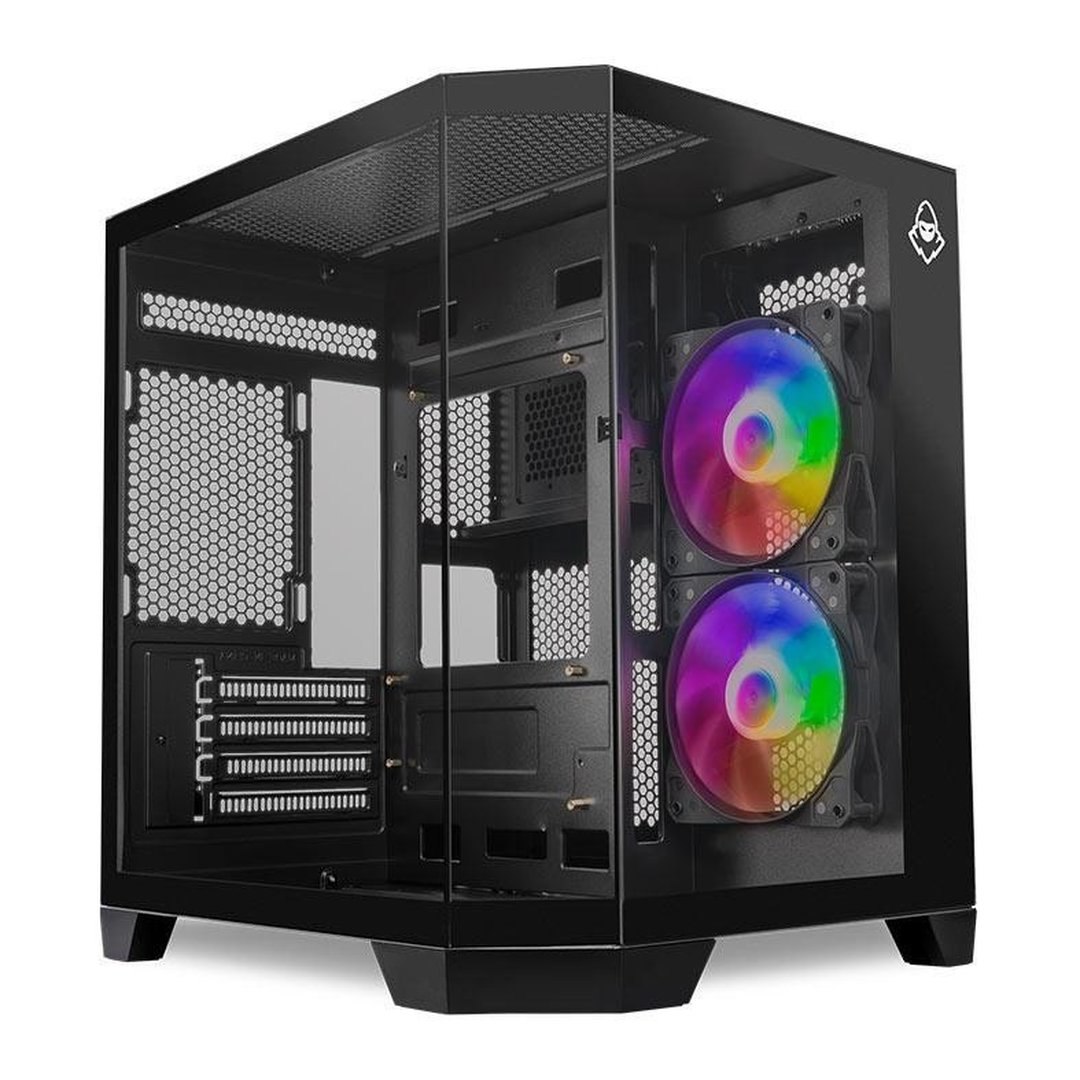 Gabinete Gamer Mancer Cv700b, Mini-Tower, Lateral de Vidro, Com 2 Fans, Preto, Mcr-Cv700b-Bk-2F
