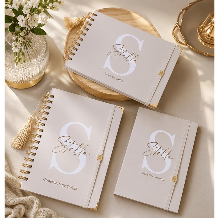 Kit Caderneta de Saúde, Livro Bebê e Porta Documentos