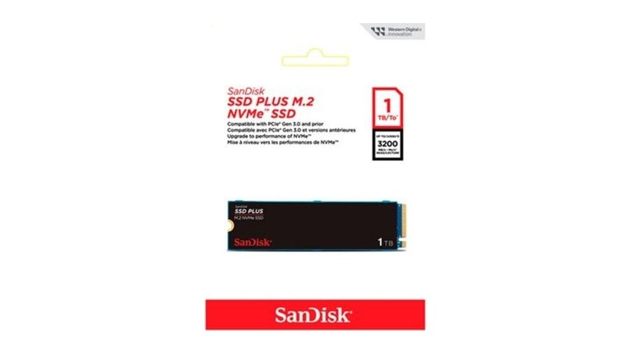 Ssd SanDisk Plus, 1Tb, M.2 PCle, NVMe, Leitura 3200Mb/s e Gravação acima de 2500Mb