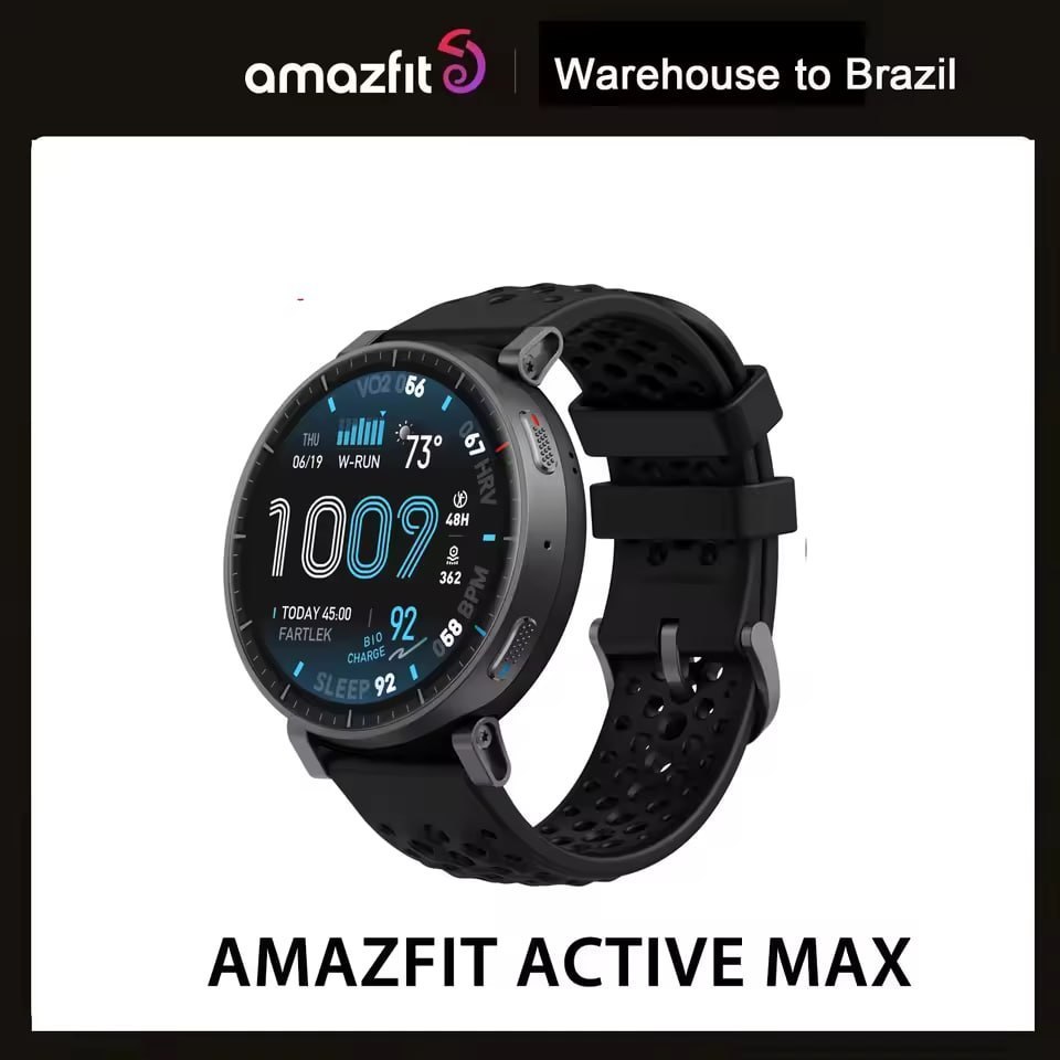 Smartwatch Amazfit Active Max com Tela Amoled 1,5", Gps Dual-Band, Bluetooth, 5 Atm, Monitoramento de Saúde e Bateria de até 25 Dias