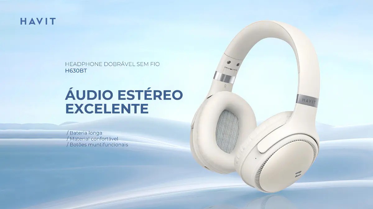 Heaphone Havit H630bt Bluetooth 5.3 On-ear 3d 55h Cor Branco