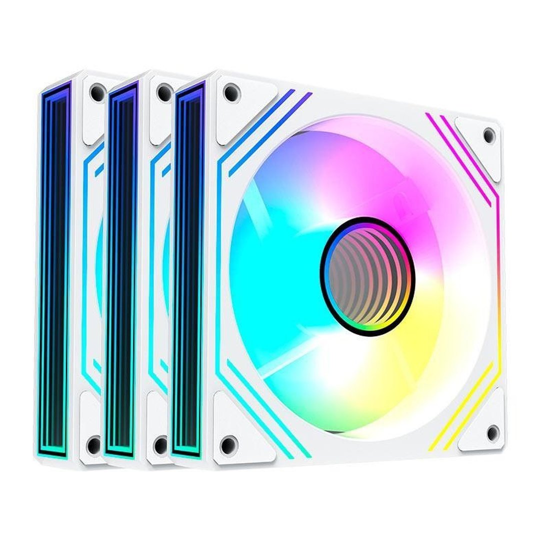 Kit Ventoinhas Acegeek Neon, Argb, 3x120mm, Branco, Ag-Neon3x1-Wh