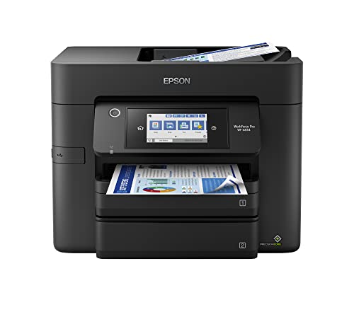 Epson Impressora multifuncional sem fio Workforce Pro WF-4834 com cópia automática de impressão frente e verso, digitalização e fax, ADF de 50 páginas, capacidade de papel para 500 folhas, tela