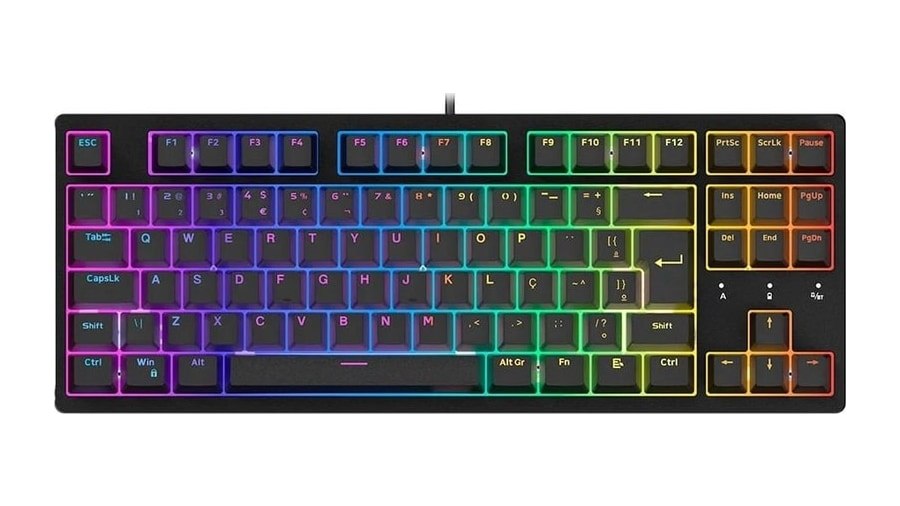 Teclado Mecânico Gamer Husky Sled, TKL, Preto, ABNT2, RGB, Switch Gateron G Pro Brown HTG500PTMA