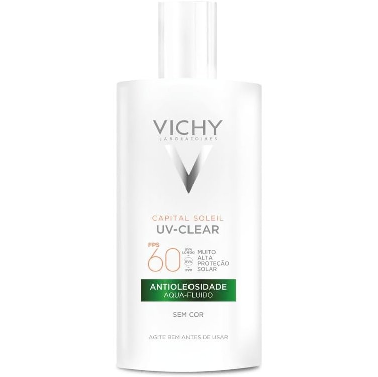 Vichy Capital Soleil UV-Clear Protetor Solar Facial Antioleosidade e Antiacne Sem Cor, Toque Seco FPS 60, 40g
