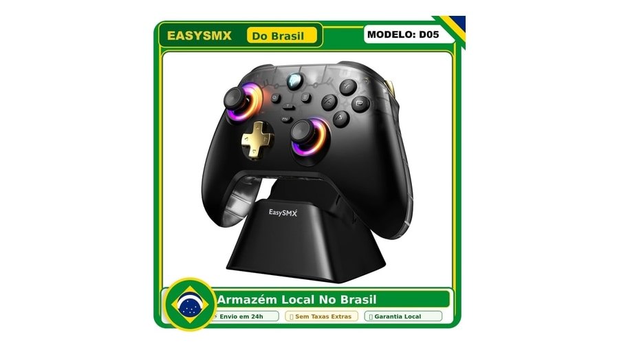 Controle Easysmx D05 com Dock Carregamento, Rgb, Hall Effect