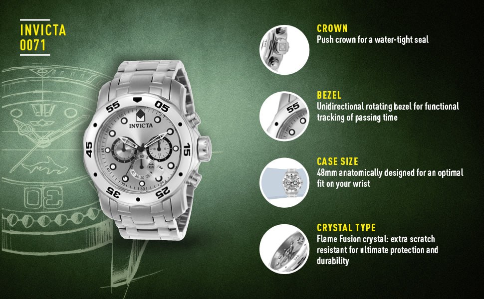 Invicta Relógio cronógrafo masculino Pro Diver Collection 48mm