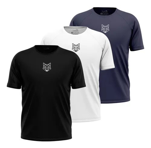 Kit 3 Camisetas Dry Lobo Alpha Geométrico