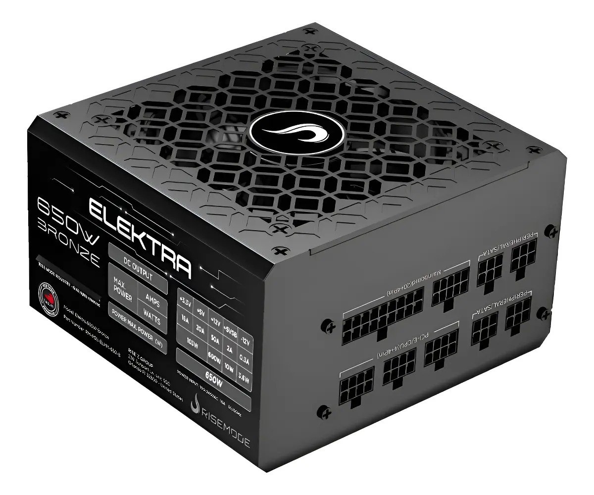MercadoLivre Fonte Gamer Rise Mode Elektra 650w Full Modular Selo Teclab Preto